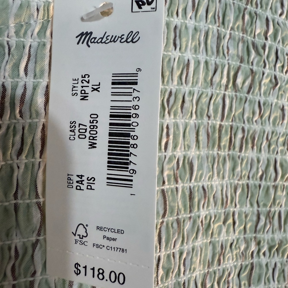 Madewell Strapless Smocked Bodice Midi Dress in Pale Green - Picture 7 of 8